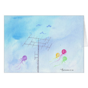 Antena con los globos y los pájaros