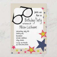 Anteojos Nerd y Estrellas Invitación a la fiesta d
