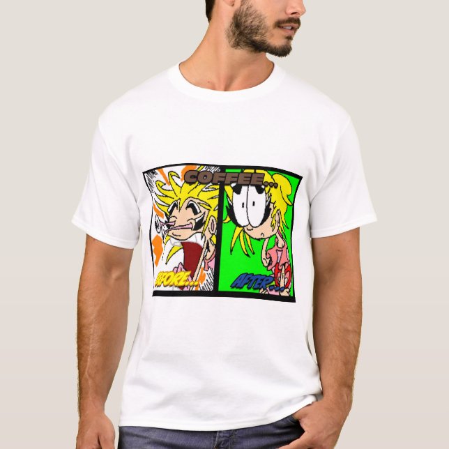 Antes / Después de la camiseta de café (Anverso)