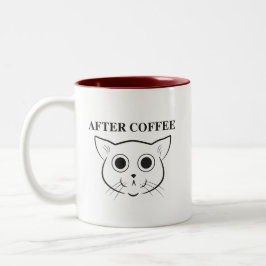 Antes y después de la taza del gato del café