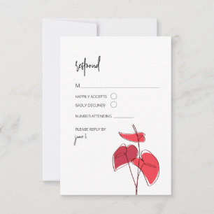 Anthurium ・ Plano de línea floral ・ Tarjeta RSVP m