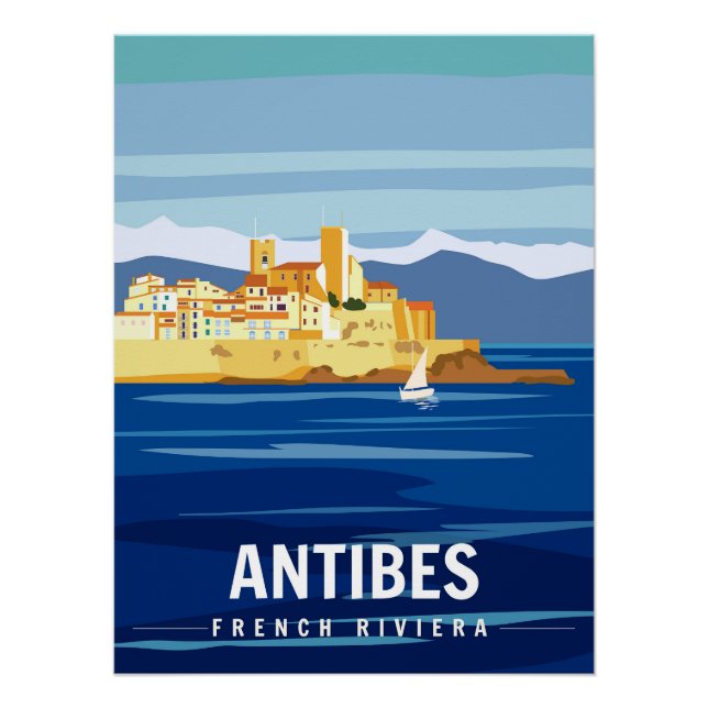 Antibes Fortress French Riviera Retro Poster (Anverso)