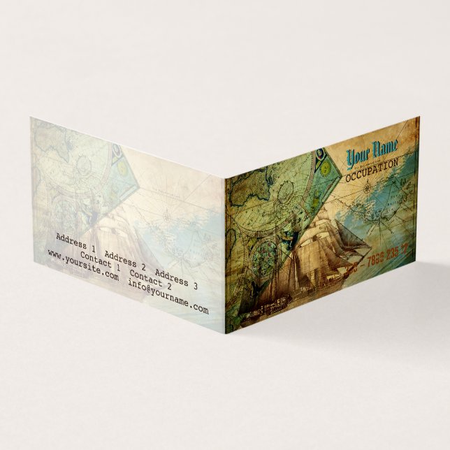 Antigua cosecha de mapas - tarjeta de visita (Exterior)