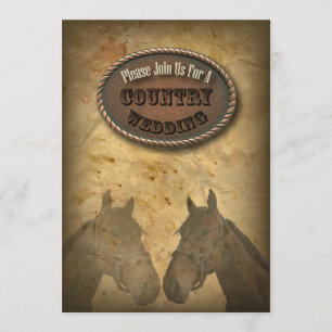 antigua invitación de boda de vaquero del oeste am