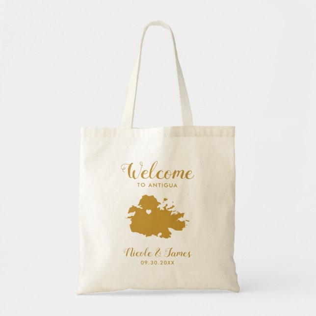 Antigua Mapa Boda: Bolsa de bienvenida, oro (Frente)