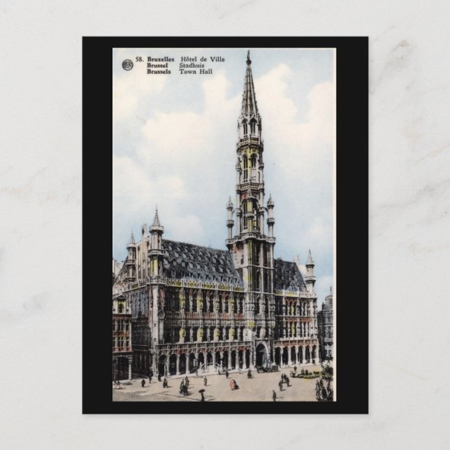 Antigua postal - Ayuntamiento de Bruselas (Anverso)