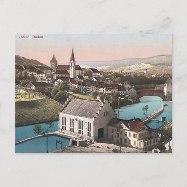 Antigua postal - Baden, Aargau, Suiza (Anverso)