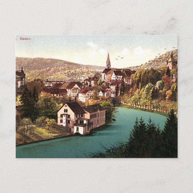 Antigua postal - Baden, Aargau, Suiza (Anverso)