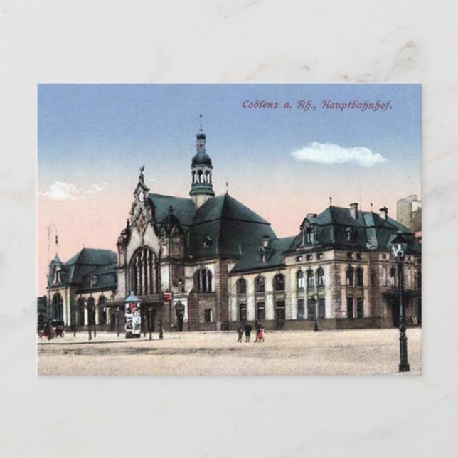 Antigua postal - Bahnhof, Koblenz, Alemania (Anverso)