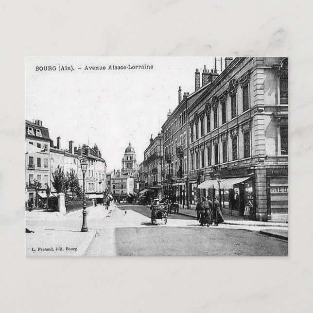 Antigua postal - Bourg-en-Bresse, Ain, Francia (Anverso)