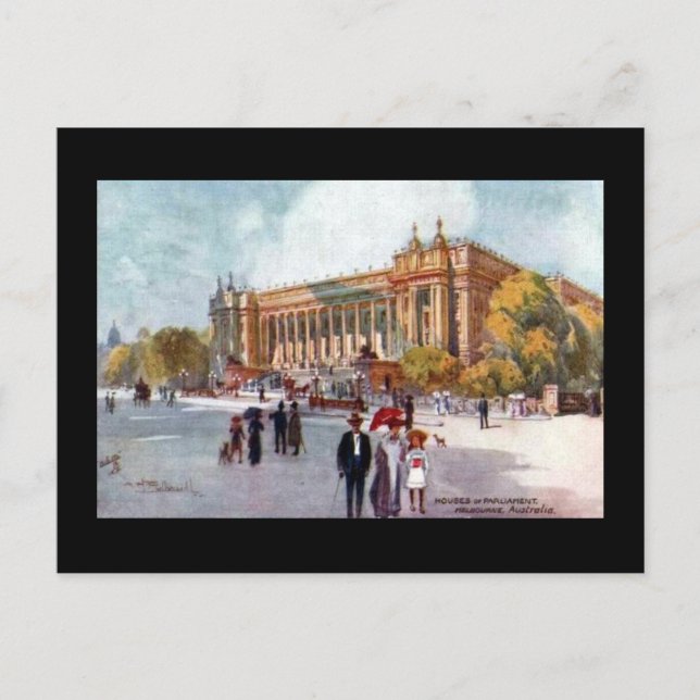 Antigua postal - Cámaras del Parlamento, Melbourne (Anverso)