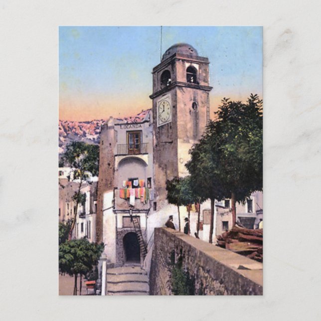 Antigua postal - Campanile, Capri, Italia (Anverso)