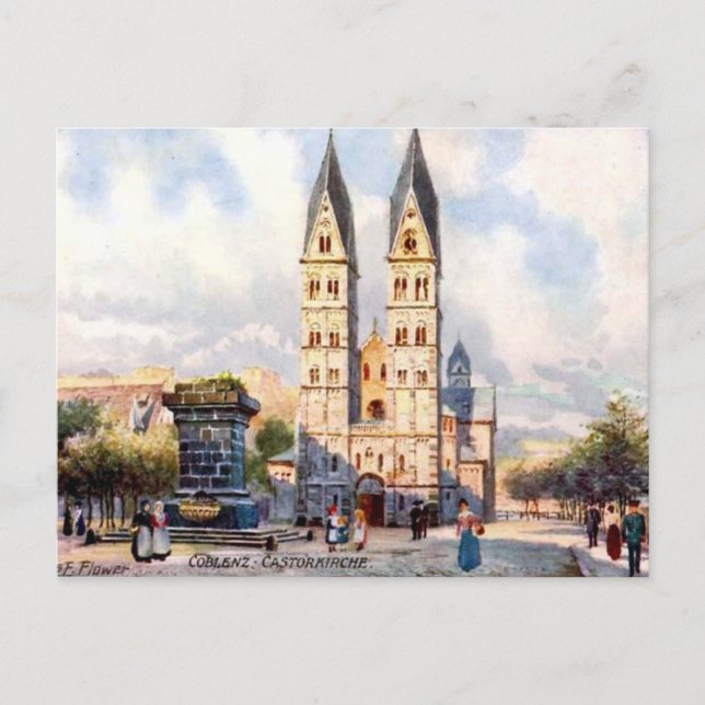 Antigua postal - Castorkirche, Koblenz, Alemania (Anverso)