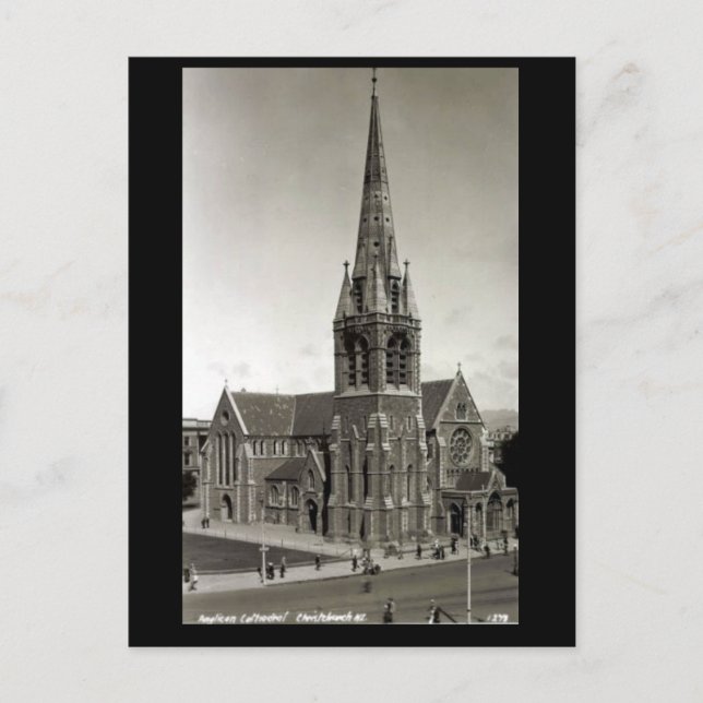 Antigua postal - Catedral Anglicana, Christchurch, (Anverso)