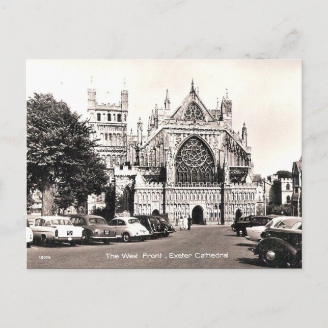 Antigua postal - Catedral de Exeter (Anverso)