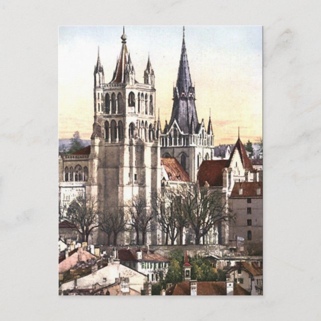 Antigua postal - Catedral, Lausana, Suiza (Anverso)