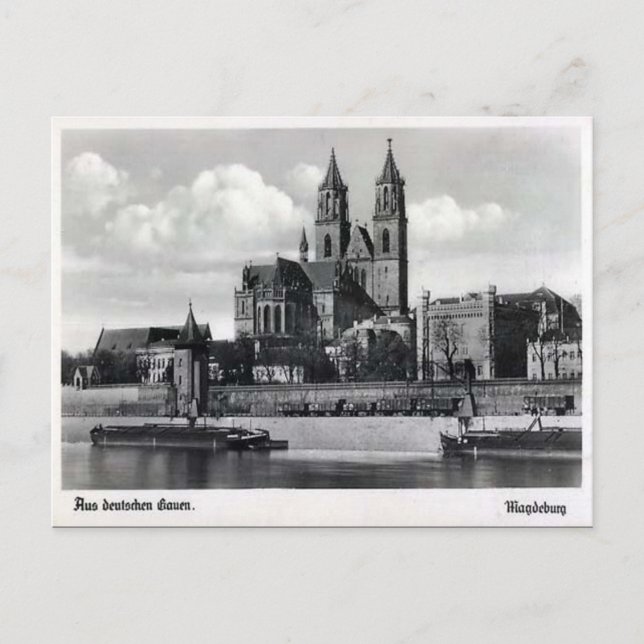 Antigua postal - Catedral, Magdeburgo, Alemania (Anverso)