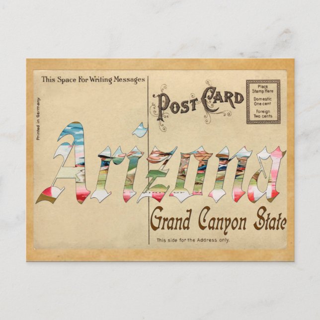 Antigua postal de Arizona (Anverso)
