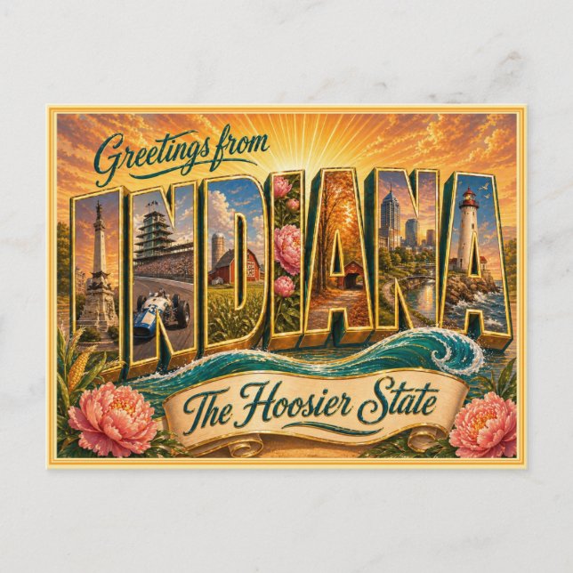Antigua postal de Indiana (Anverso)
