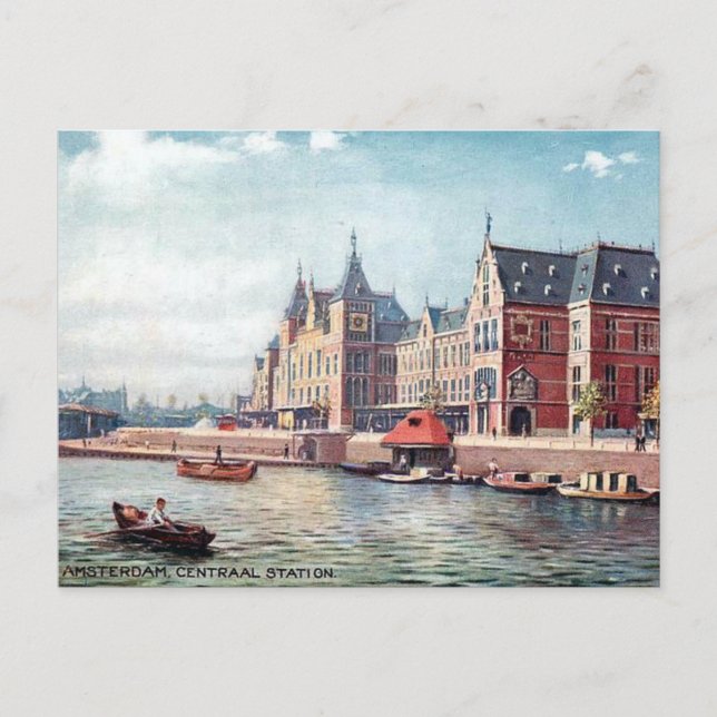 Antigua postal - Estación Central, Amsterdam (Anverso)