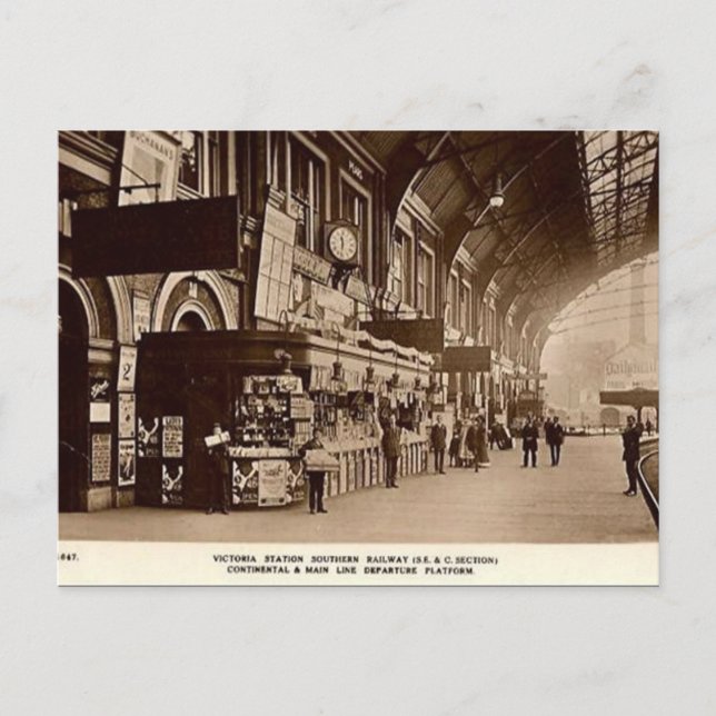 Antigua postal - Estación Victoria, Londres (Anverso)