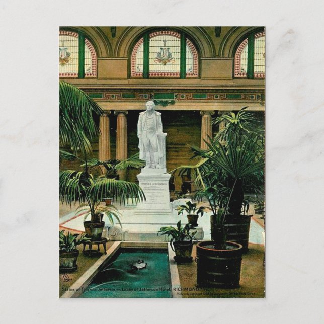 Antigua postal - Estatua de Thomas Jefferson (Anverso)