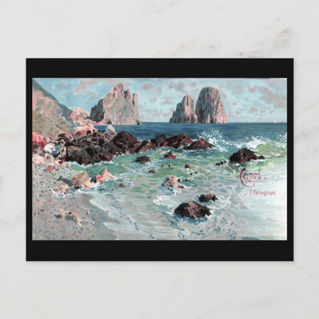 Antigua postal - Faraglioni, Capri, Italia (Anverso)
