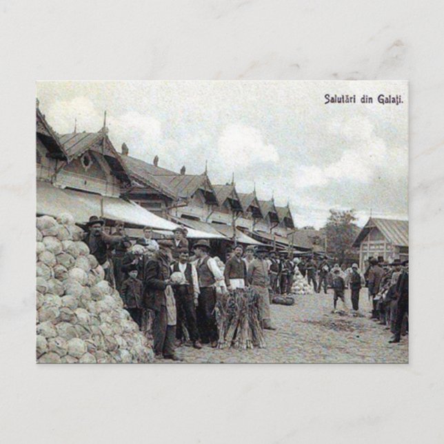 Antigua postal - Galați, Rumania (Anverso)