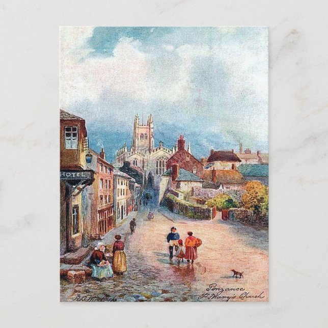 Antigua postal - Iglesia de Santa María, Penzance (Anverso)