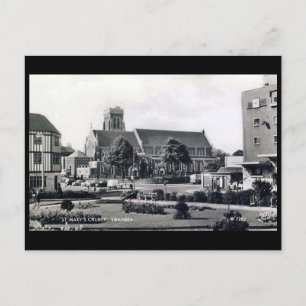 Antigua postal - Iglesia de Santa María, Swansea.