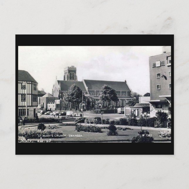 Antigua postal - Iglesia de Santa María, Swansea. (Anverso)