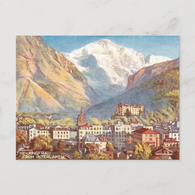 Antigua postal - Jungfrau, Interlaken, Suiza (Anverso)