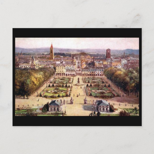 Antigua postal - Karlsruhe, Alemania (Anverso)