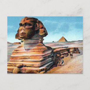 Antigua postal - La esfinge, El Cairo, Egipto