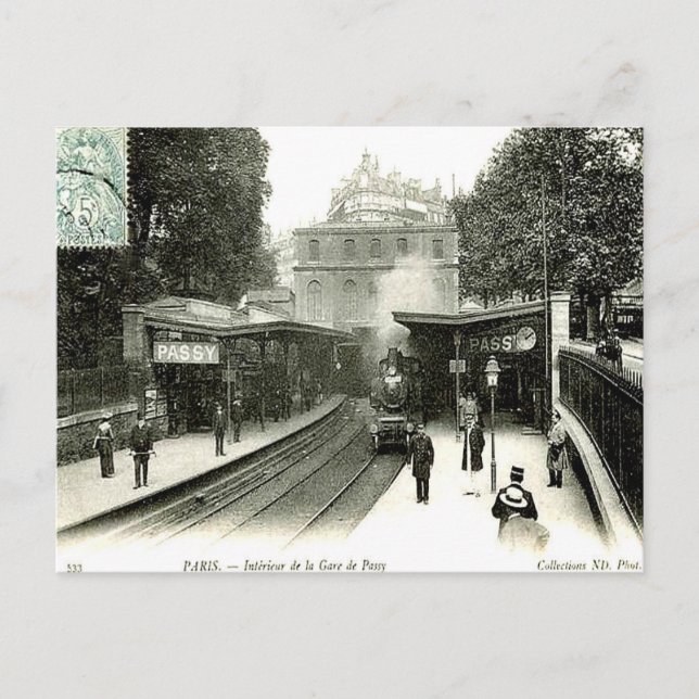 Antigua postal - La Gare de Passy, París (Anverso)