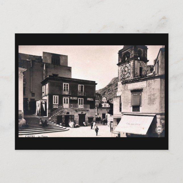 Antigua postal - La Piazza, Capri, Italia (Anverso)