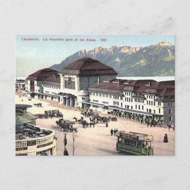Antigua postal - Lausana, Suiza (Anverso)
