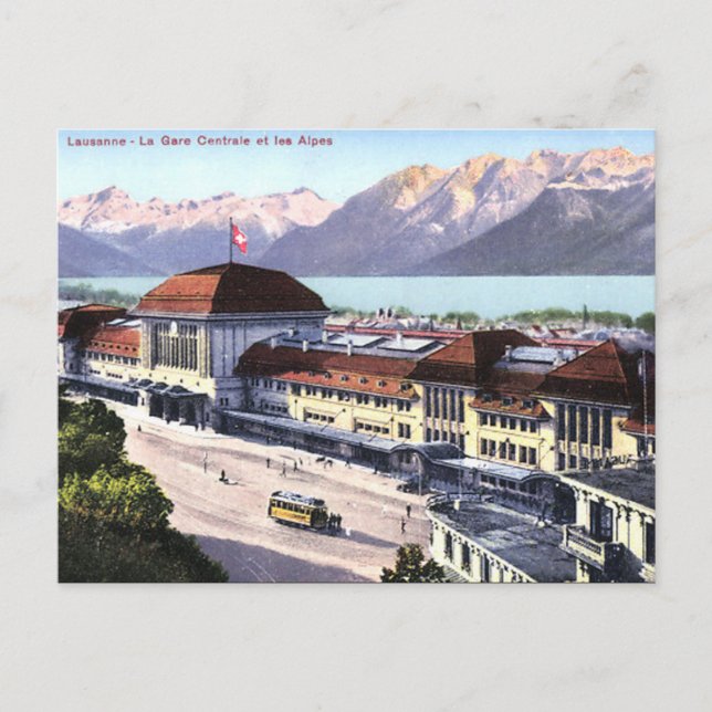Antigua postal - Lausana, Suiza (Anverso)