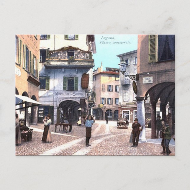 Antigua postal - Lugano, Suiza (Anverso)