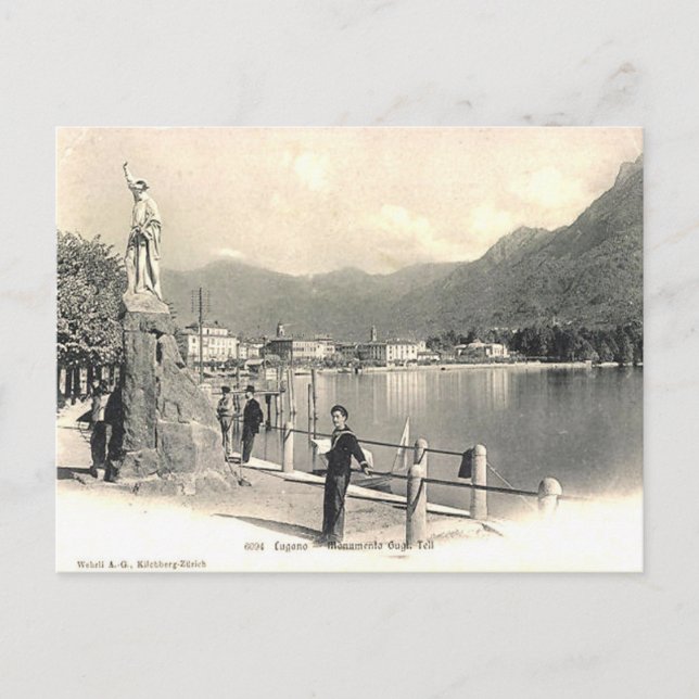 Antigua postal - Lugano, Suiza (Anverso)