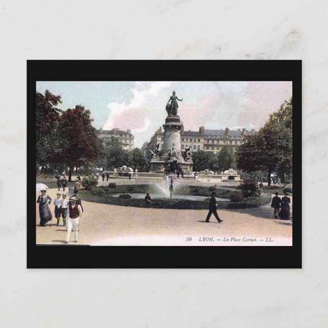 Antigua postal - Lyon, Francia - Place Carnot (Anverso)