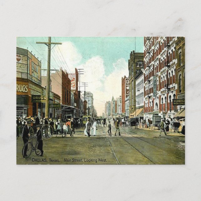 Antigua postal - Main Street, Dallas, Texas (Anverso)