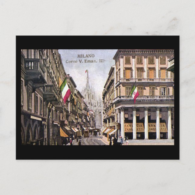 Antigua postal - Milán, Corso Vittorio Emanuele II (Anverso)