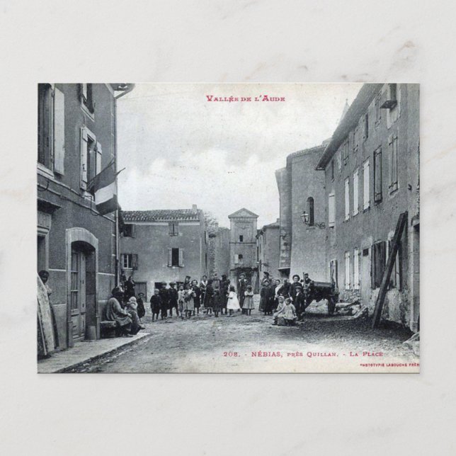 Antigua postal - Nébias, Aude, Francia (Anverso)