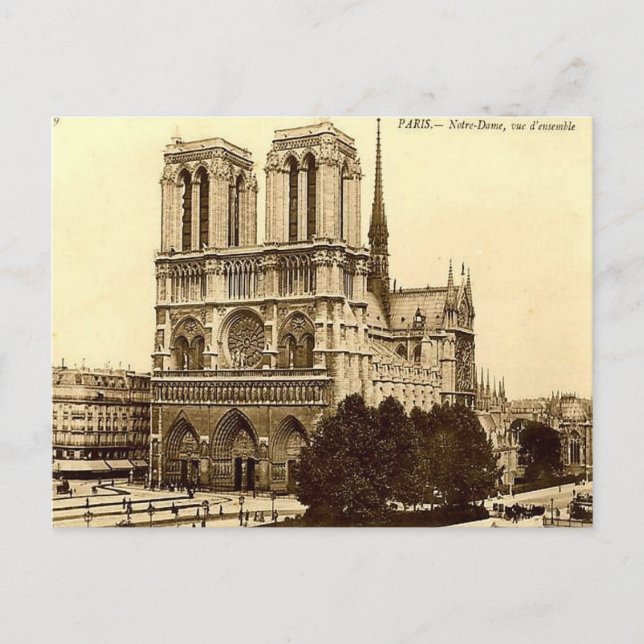 Antigua postal - Notre Dame, París (Anverso)