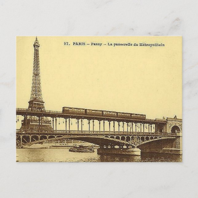 Antigua postal - París, Passy - Tour Eiffel (Anverso)