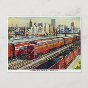 Antigua postal - "Pittsburg promueve el progreso".