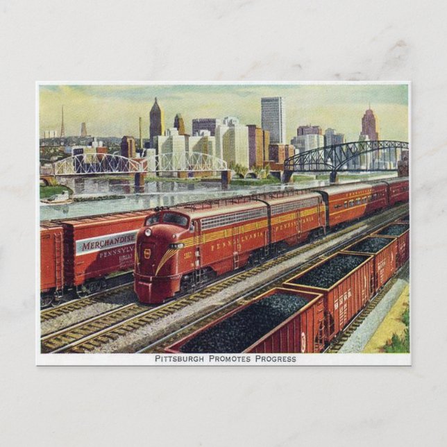 Antigua postal - "Pittsburg promueve el progreso". (Anverso)