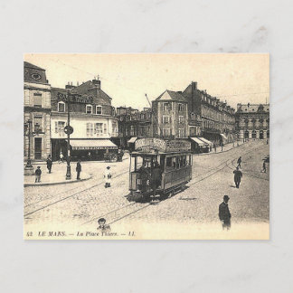 Antigua postal - Place Thiers, Le Mans, Francia