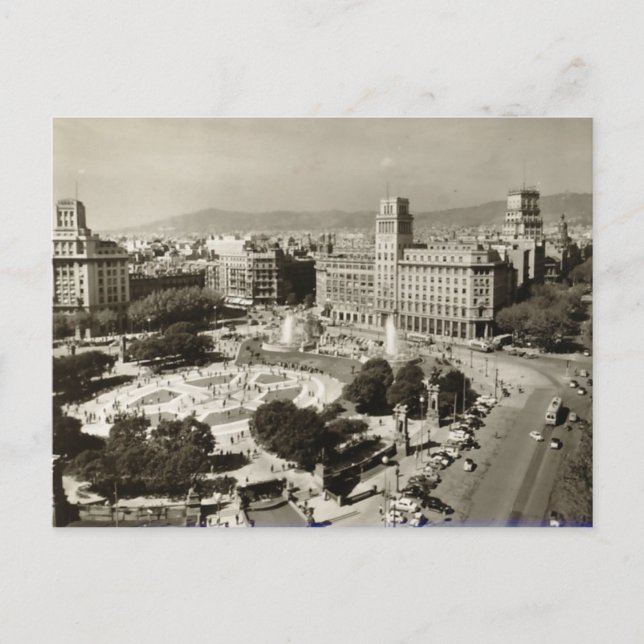 Antigua postal - Plaza de Cataluña, Barcelona (Anverso)